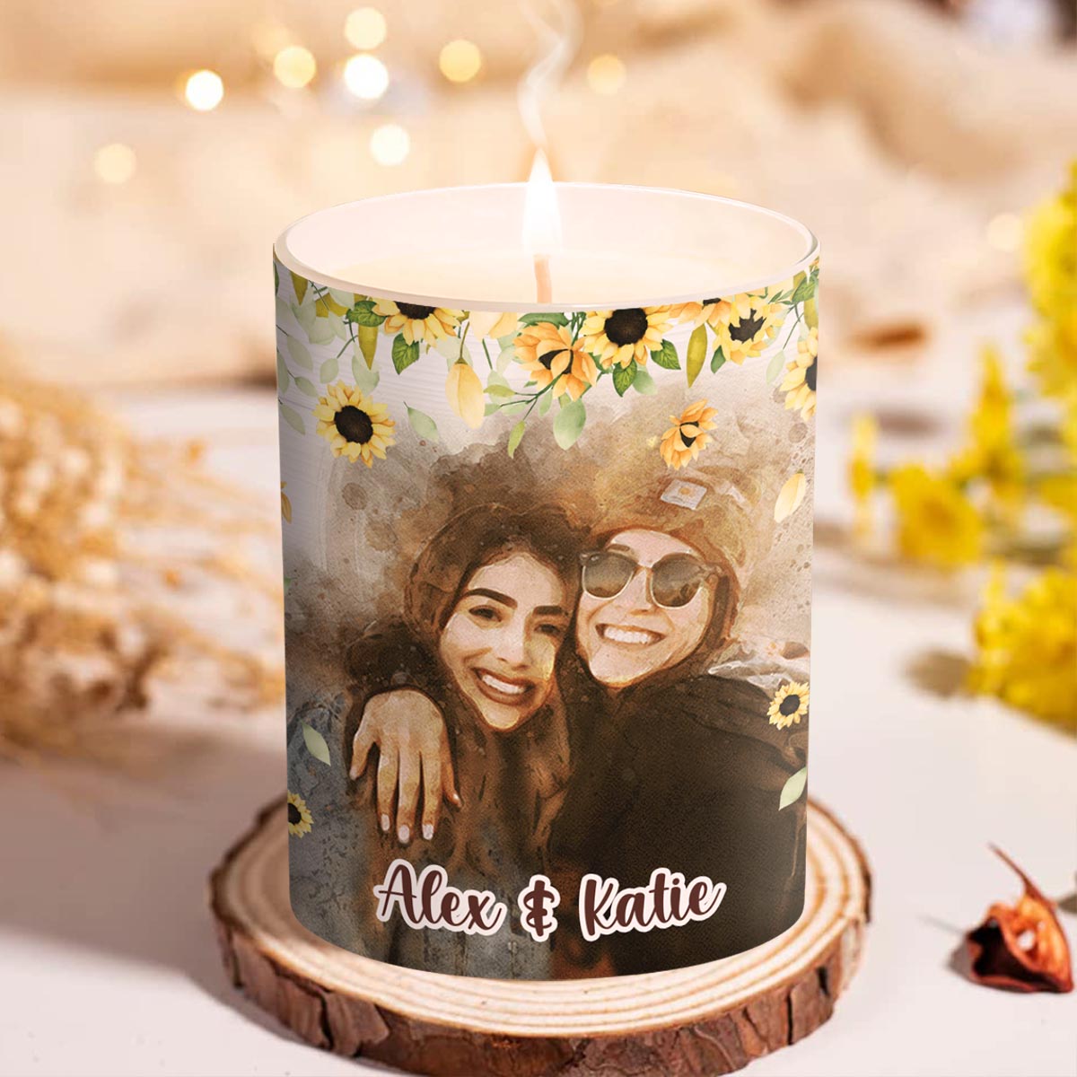 Our Friendship Is Like This Candle - Personalized Bestie Candle With Wooden Lid
