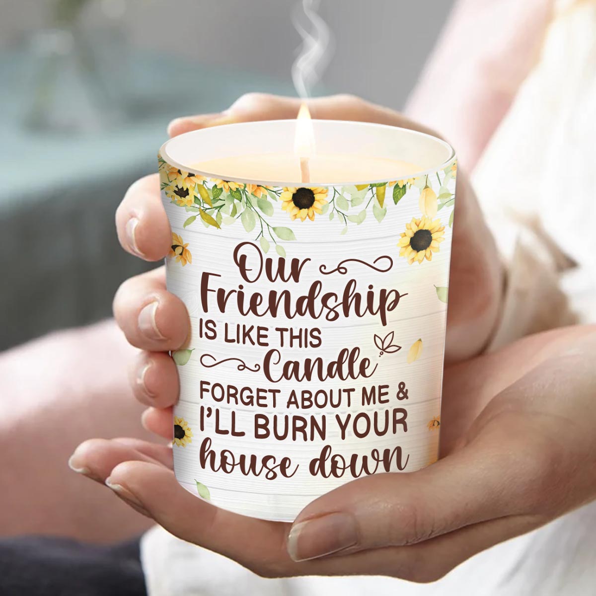 Our Friendship Is Like This Candle - Personalized Bestie Candle With Wooden Lid