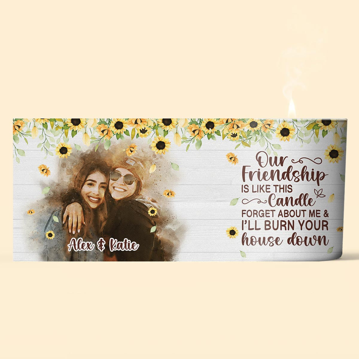 Our Friendship Is Like This Candle - Personalized Bestie Candle With Wooden Lid