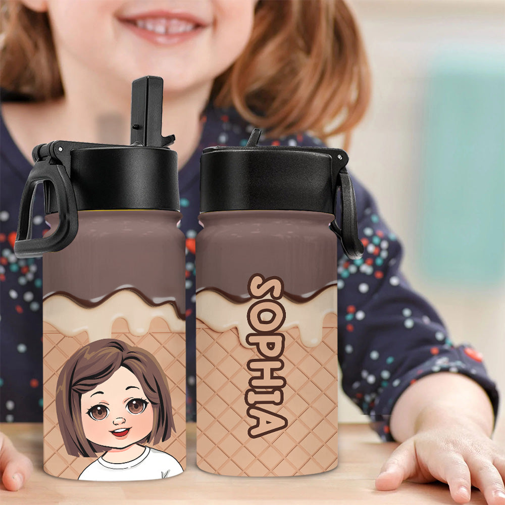 Gourde personnalisée « Crème glacée rafraîchissante » - Cadeau familial pour enfant (2-16 ans)