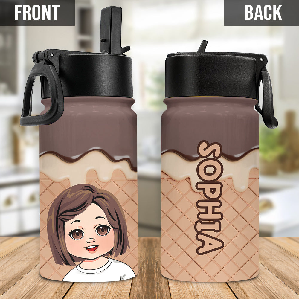 Gourde personnalisée « Crème glacée rafraîchissante » - Cadeau familial pour enfant (2-16 ans)