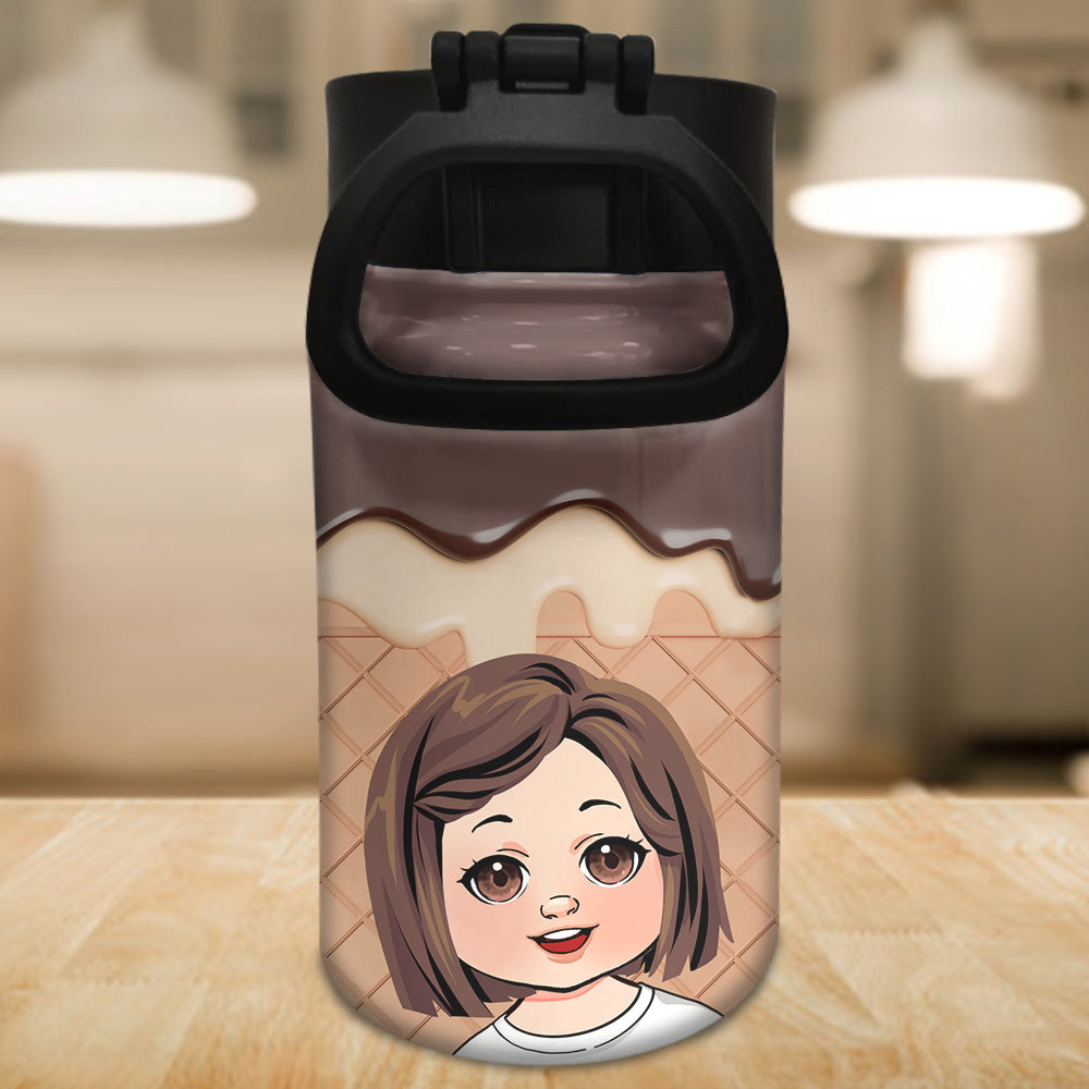 Gourde personnalisée « Crème glacée rafraîchissante » - Cadeau familial pour enfant (2-16 ans)