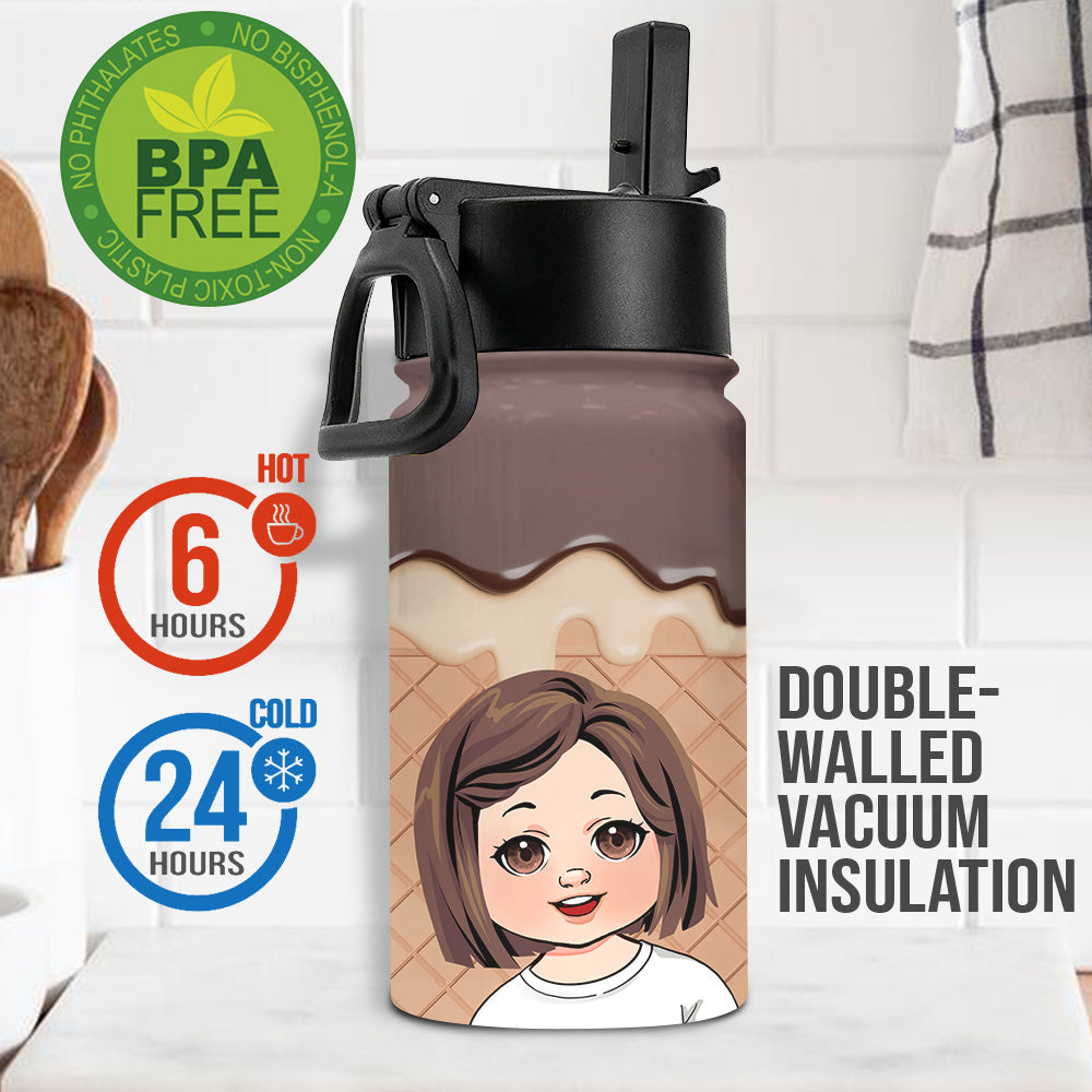 Gourde personnalisée « Crème glacée rafraîchissante » - Cadeau familial pour enfant (2-16 ans)