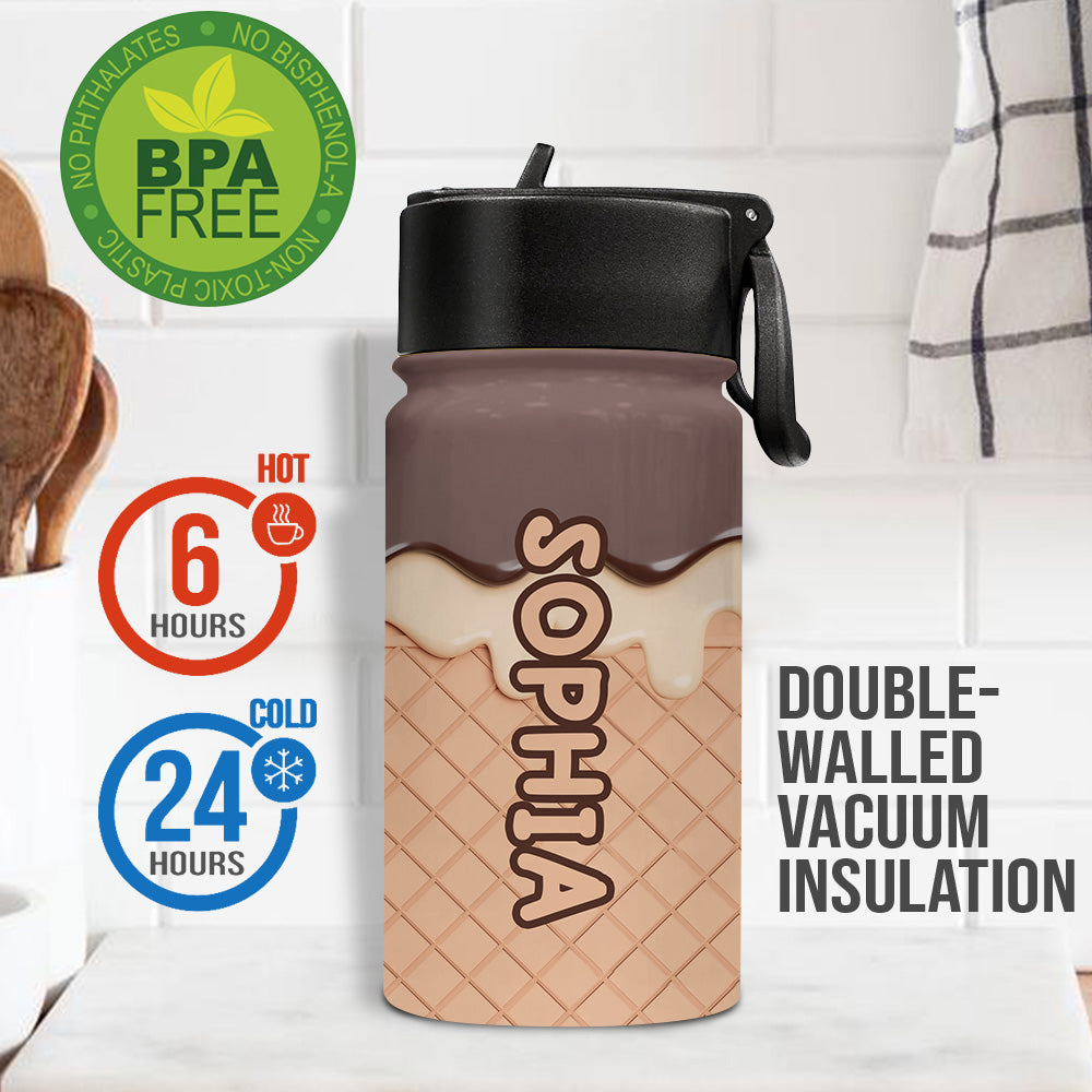 Gourde personnalisée « Crème glacée rafraîchissante » - Cadeau familial pour enfant (2-16 ans)