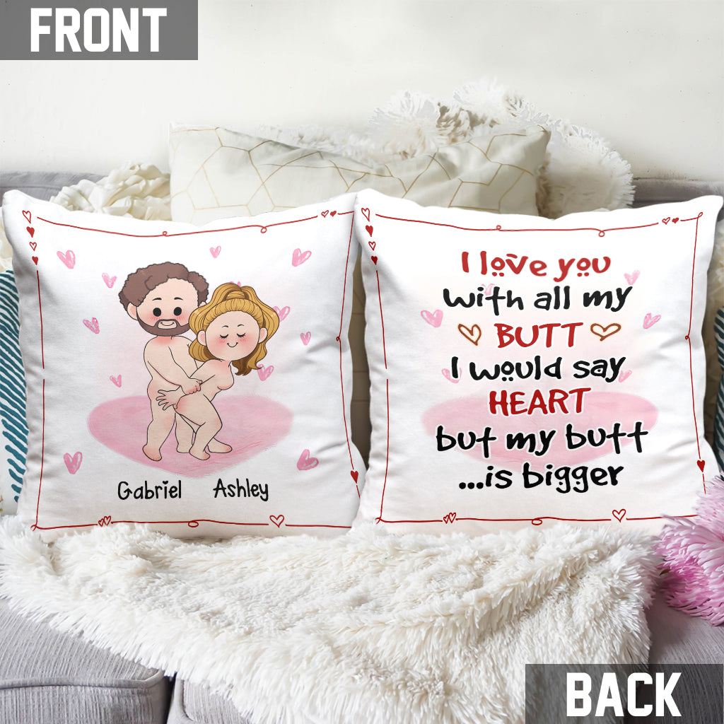 Je t'aime de tout mon cœur - Coussin décoratif personnalisé pour couple