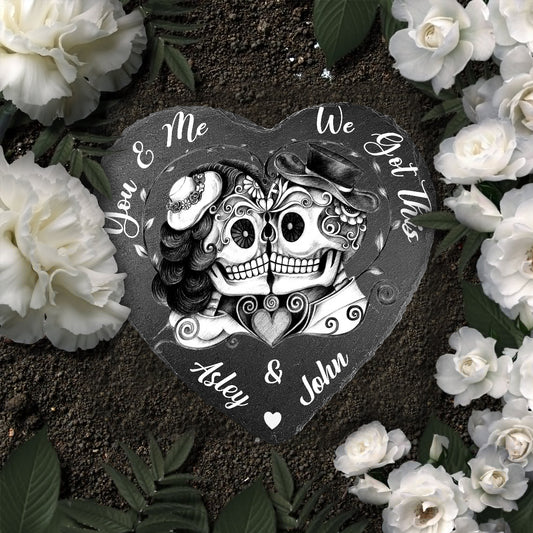 Toi et moi, on gère - Pierre en forme de cœur personnalisée pour couple