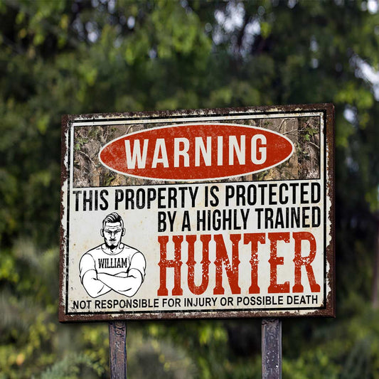Avertissement - Panneau métallique rectangulaire personnalisé pour la chasse