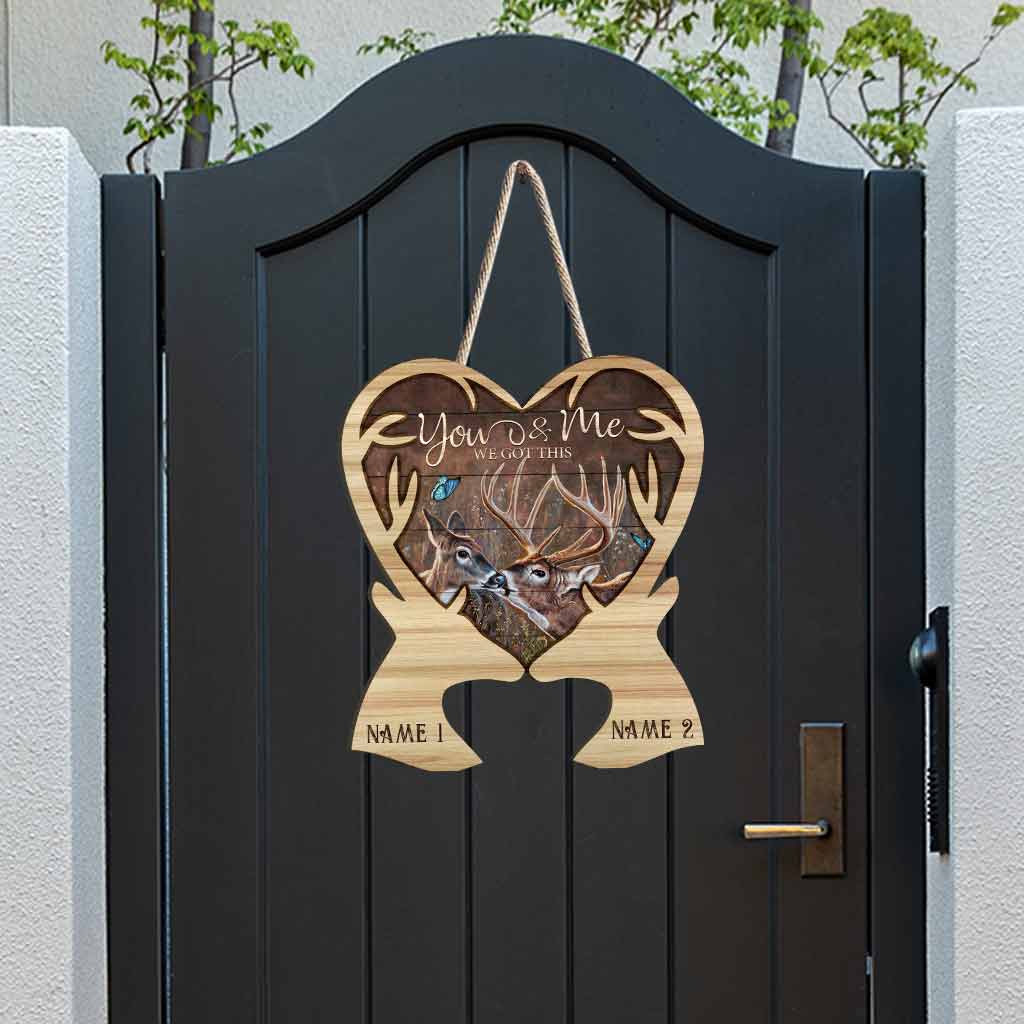 Toi et moi, on gère ça ! Couple de cerfs - Panneau en bois personnalisé avec motif 3D imprimé