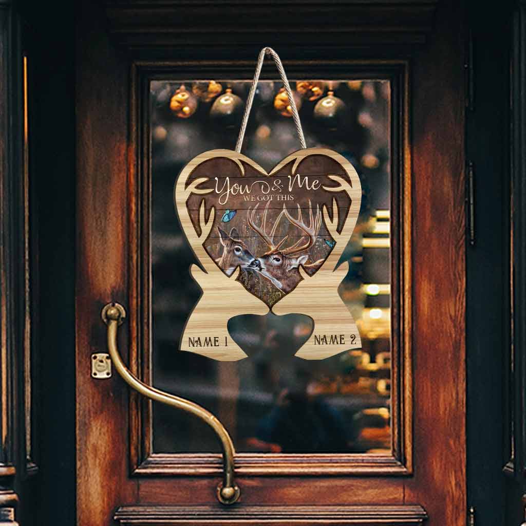 Toi et moi, on gère ça ! Couple de cerfs - Panneau en bois personnalisé avec motif 3D imprimé
