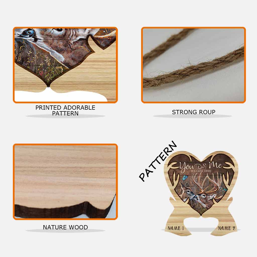 Toi et moi, on gère ça ! Couple de cerfs - Panneau en bois personnalisé avec motif 3D imprimé