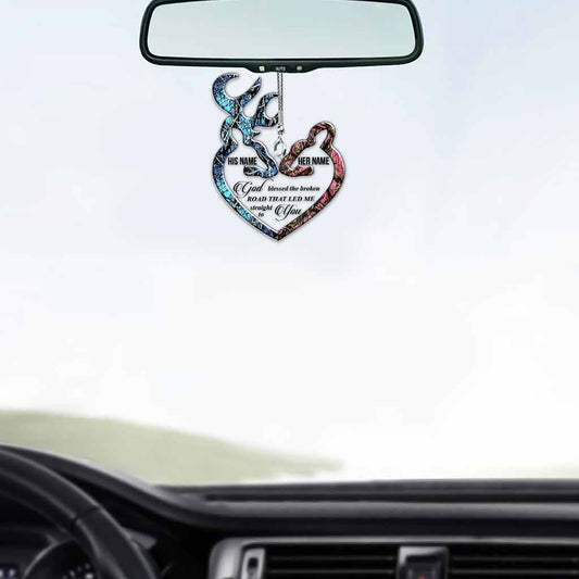 Dieu a béni la route brisée - Ornement de voiture transparent personnalisé sur le thème de la chasse