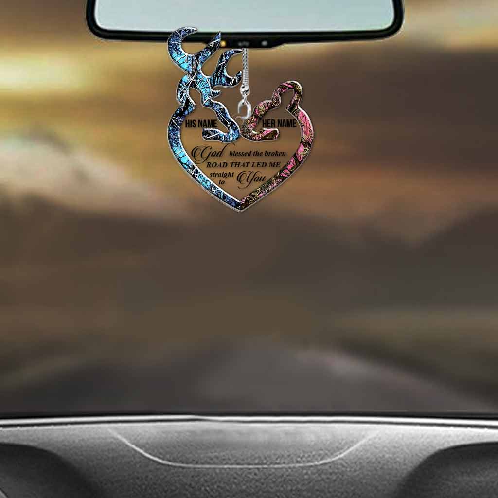 God Blessed The Broken Road - Personalized Hunting Transparent Car Ornament