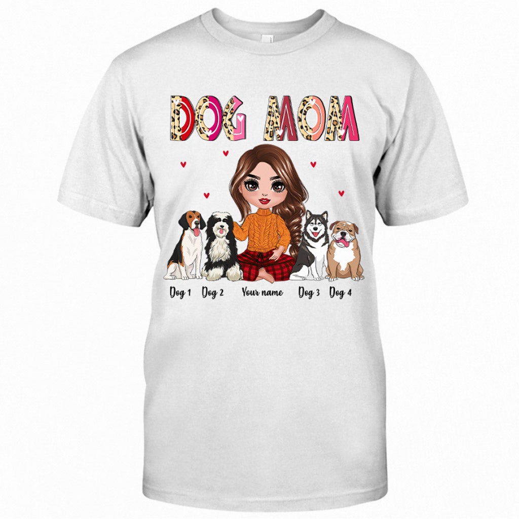 Maman et grand-mère assises avec le chien - T-shirt et sweat à capuche personnalisés pour chien