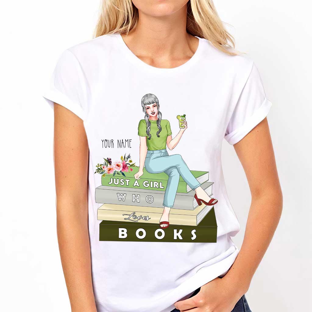 Juste une fille qui aime les livres - T-shirt et sweat à capuche personnalisés avec des livres