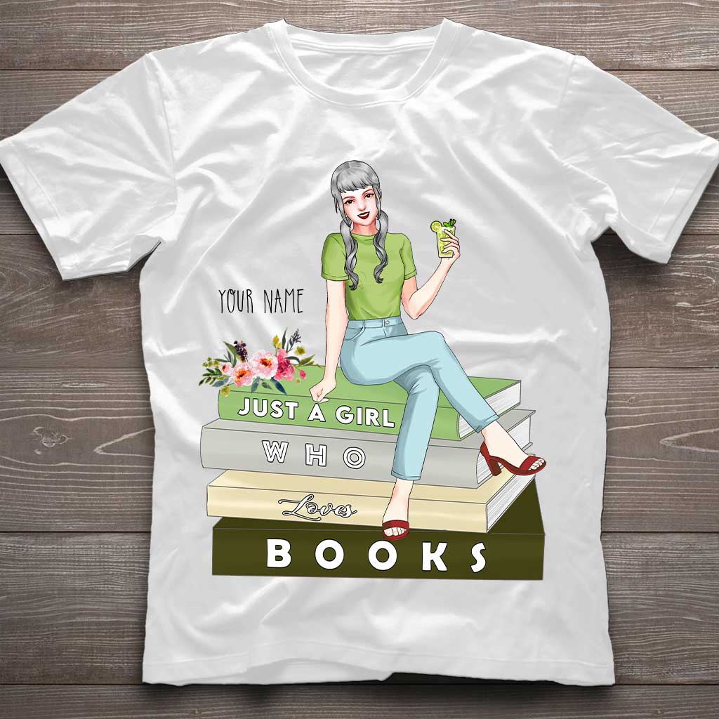 Juste une fille qui aime les livres - T-shirt et sweat à capuche personnalisés avec des livres
