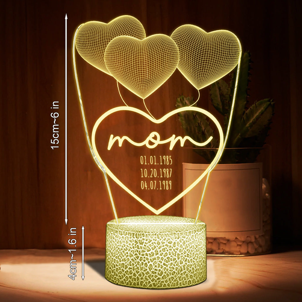 Love You Mom - Gift for mom, grandma, grandpa, husband, wife, dad - Personalized Shaped Plaque Light Base