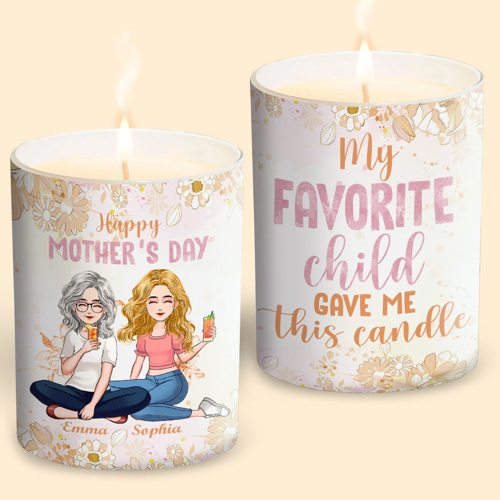 Mon enfant préféré m'a offert cette bougie - Bougie personnalisée pour maman avec couvercle en bois