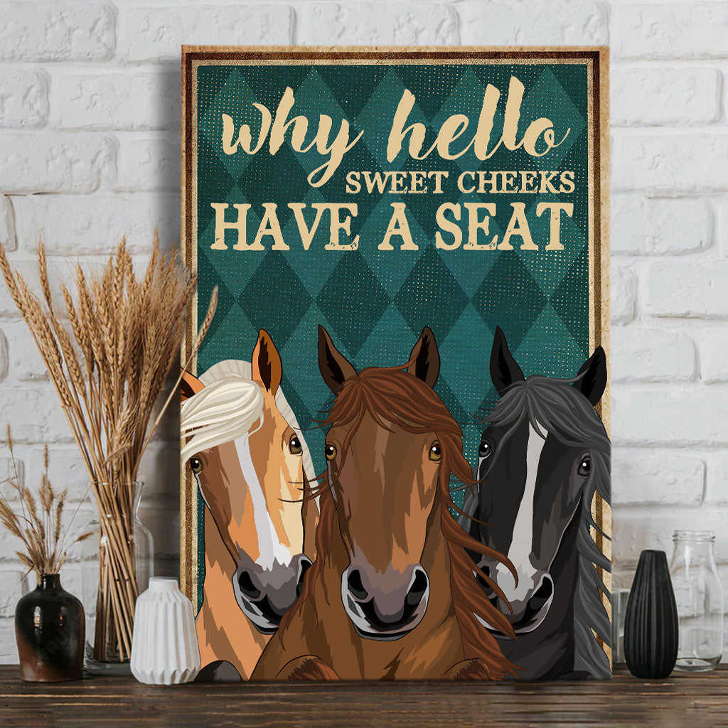 Why Hello Sweet Cheeks - Personalized Horse Canvas And Poster