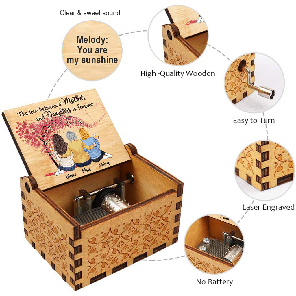 Boîte à musique à manivelle personnalisée « L'Amour » pour la fête des mères