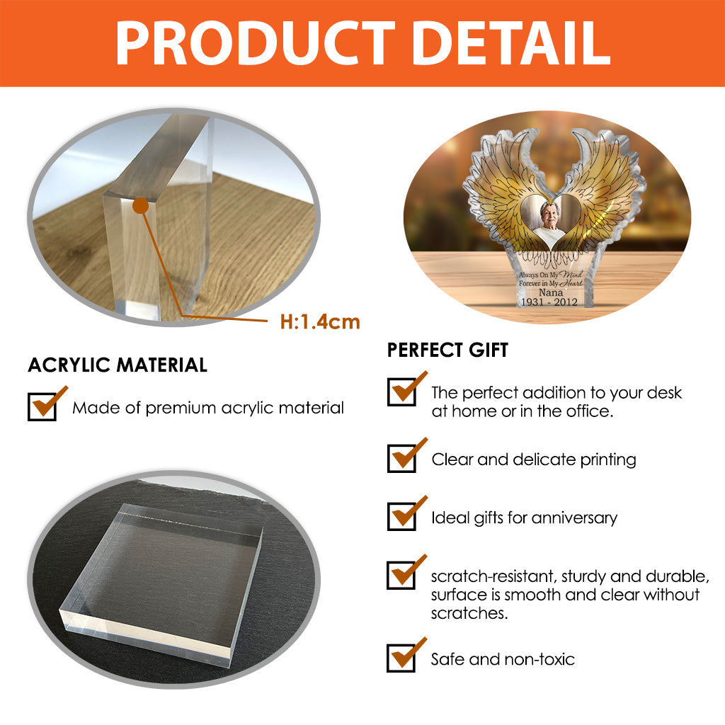 Always On My Mind - Memorial gift for who lose dad, who lose grandma, who lose grandpa, who lose husband, who lose wife, who lose daughter, who lose sister, who lose mom - Personalized Custom Shaped Acrylic Plaque