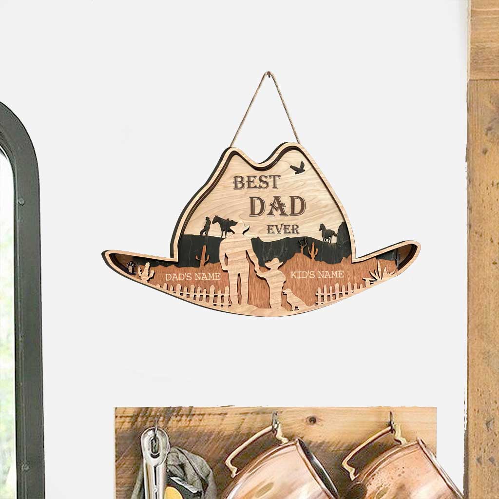 Meilleur papa du monde - Panneau en bois personnalisé pour la fête des pères avec un cheval