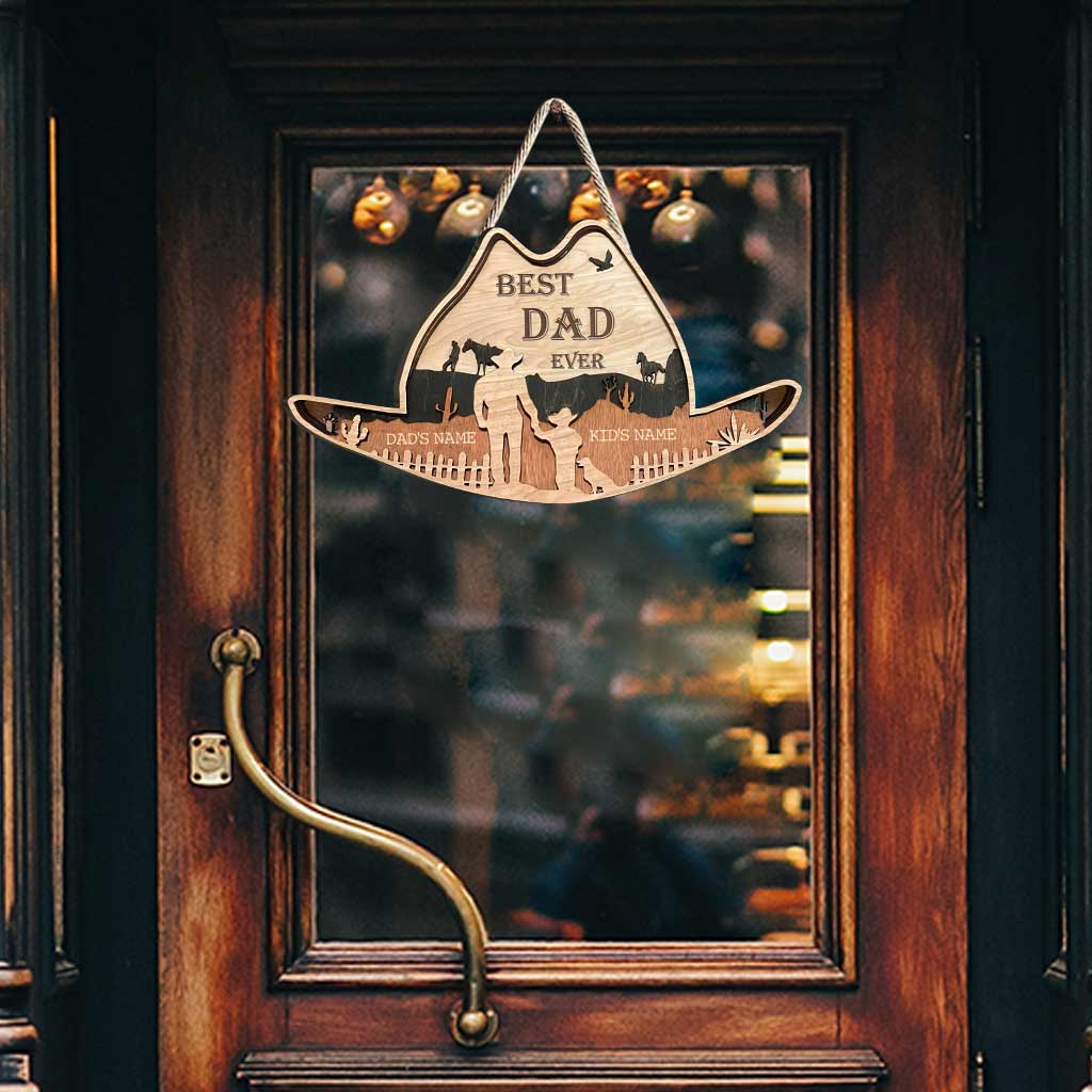 Meilleur papa du monde - Panneau en bois personnalisé pour la fête des pères avec un cheval