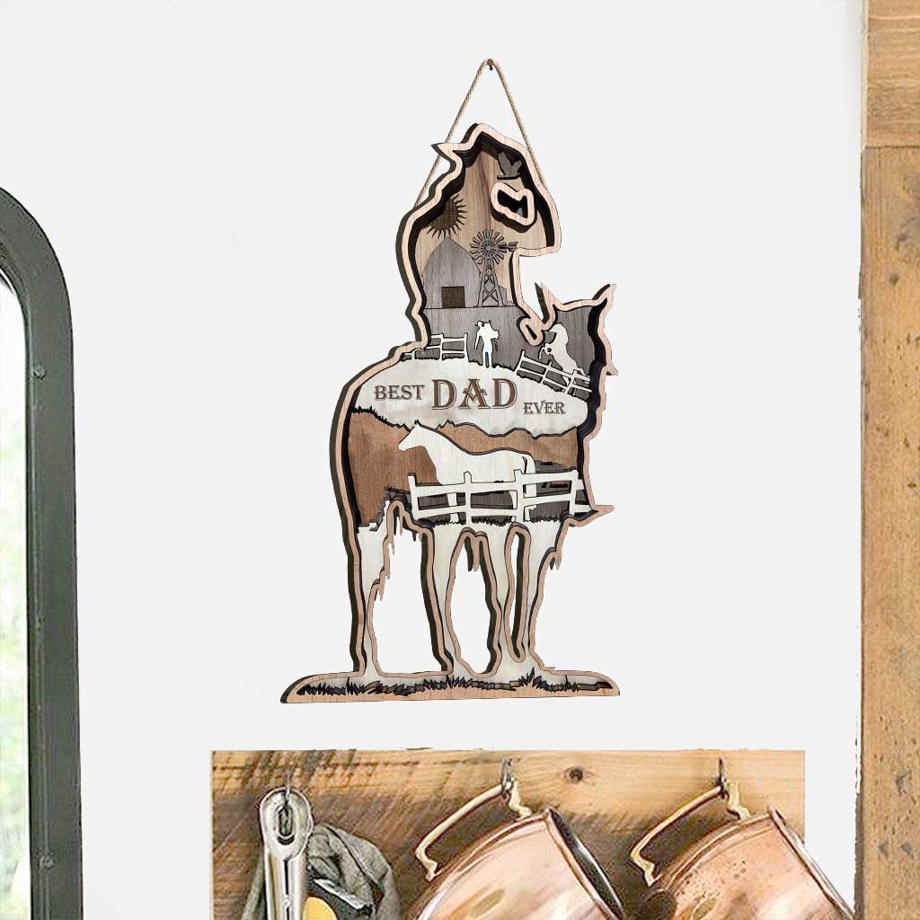 Meilleur papa du monde - Panneau en bois avec un cheval pour la fête des pères