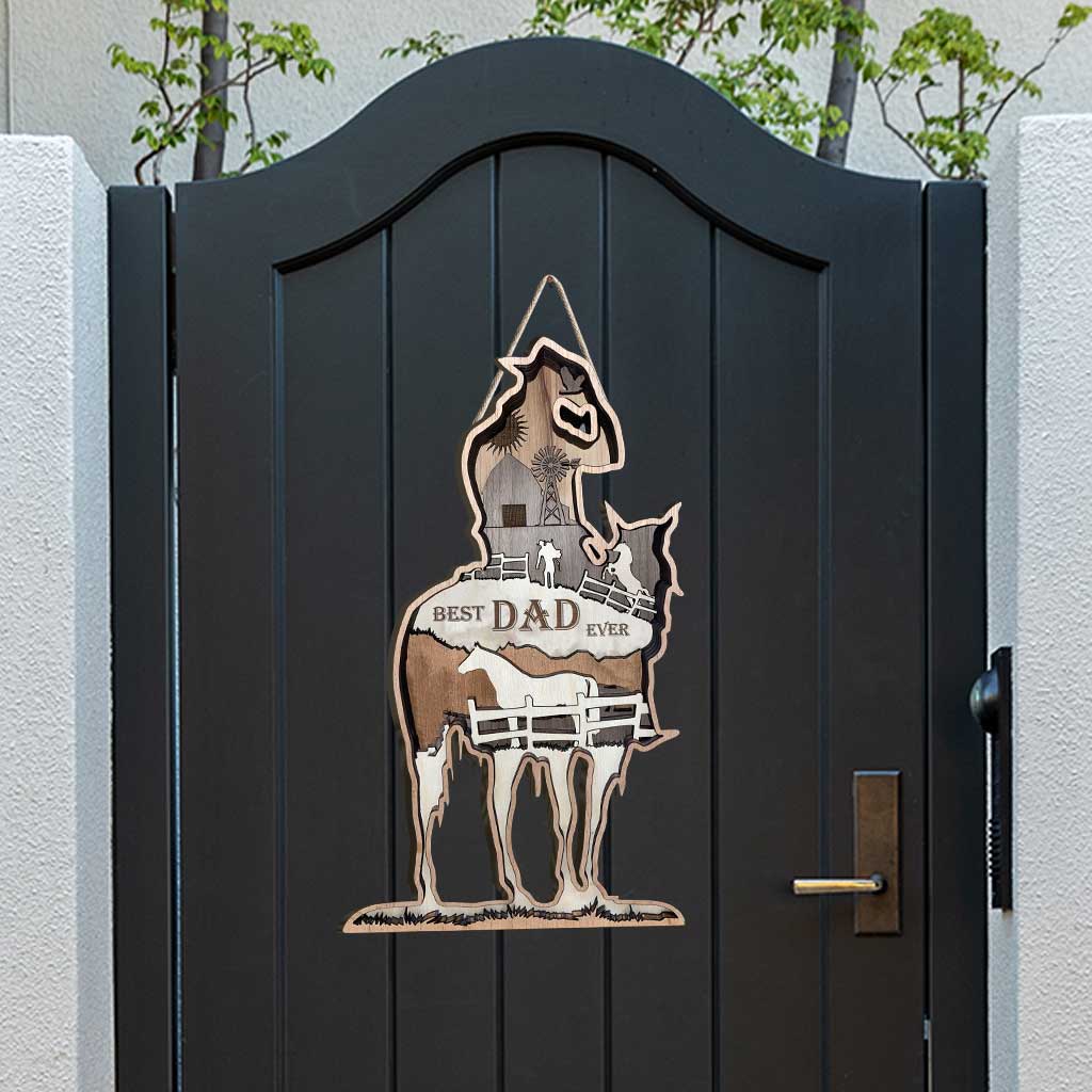 Meilleur papa du monde - Panneau en bois avec un cheval pour la fête des pères