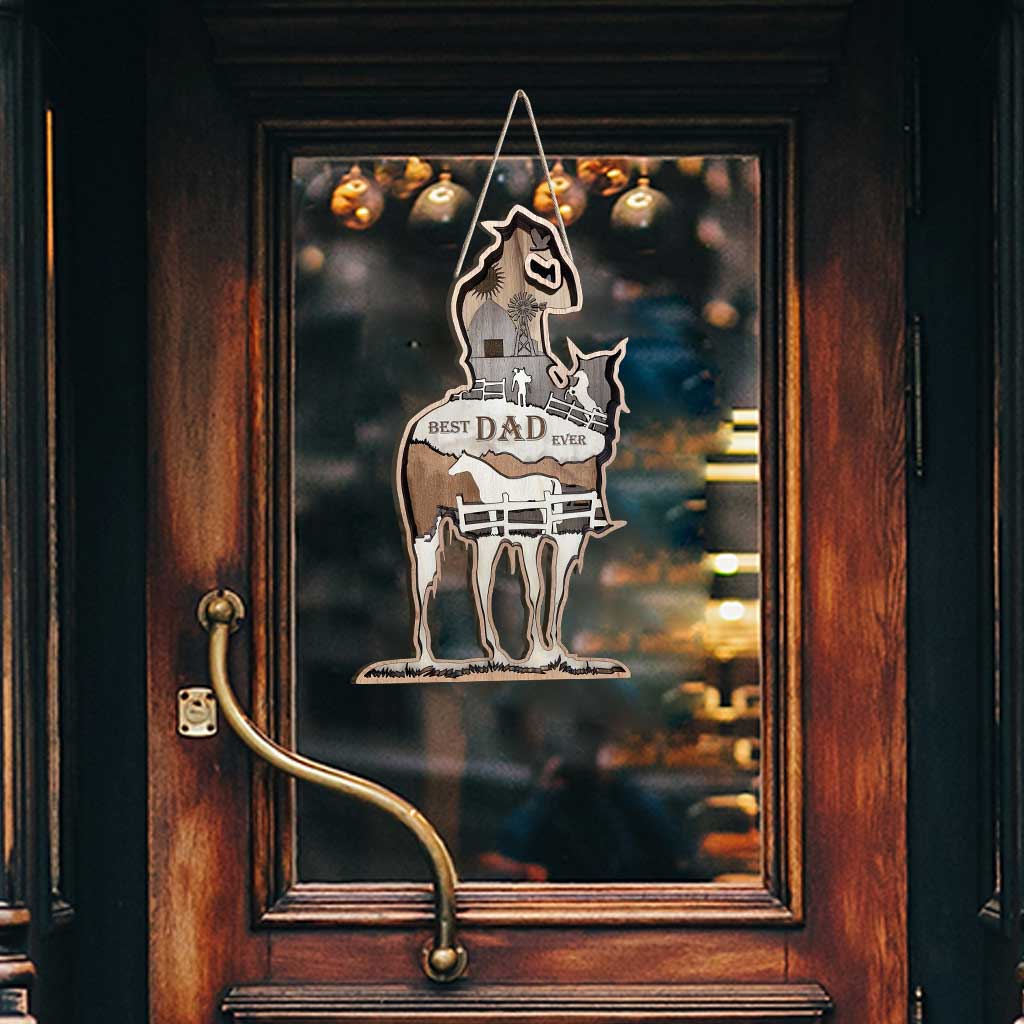 Meilleur papa du monde - Panneau en bois avec un cheval pour la fête des pères