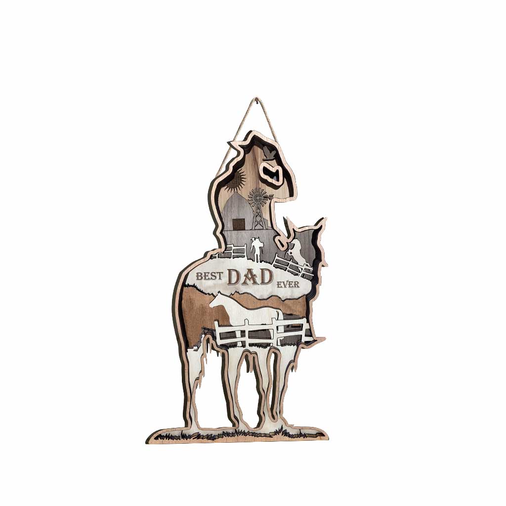 Meilleur papa du monde - Panneau en bois avec un cheval pour la fête des pères