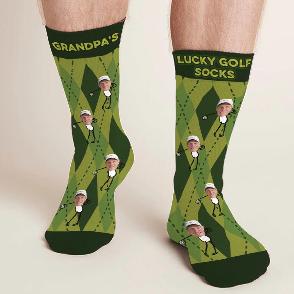 Chaussettes de golf porte-bonheur pour grand-père - Chaussettes personnalisées pour grand-père pour la fête des pères