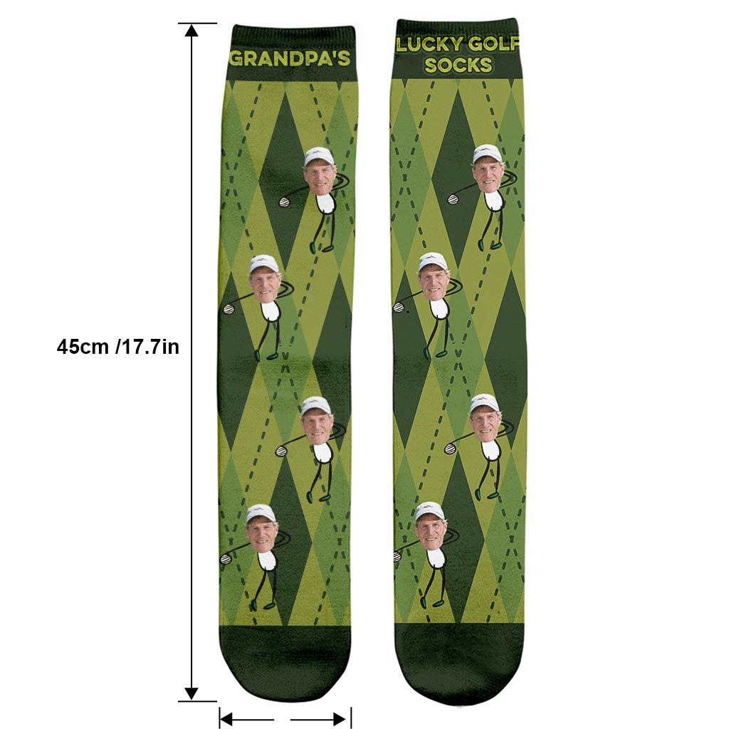 Chaussettes de golf porte-bonheur pour grand-père - Chaussettes personnalisées pour grand-père pour la fête des pères