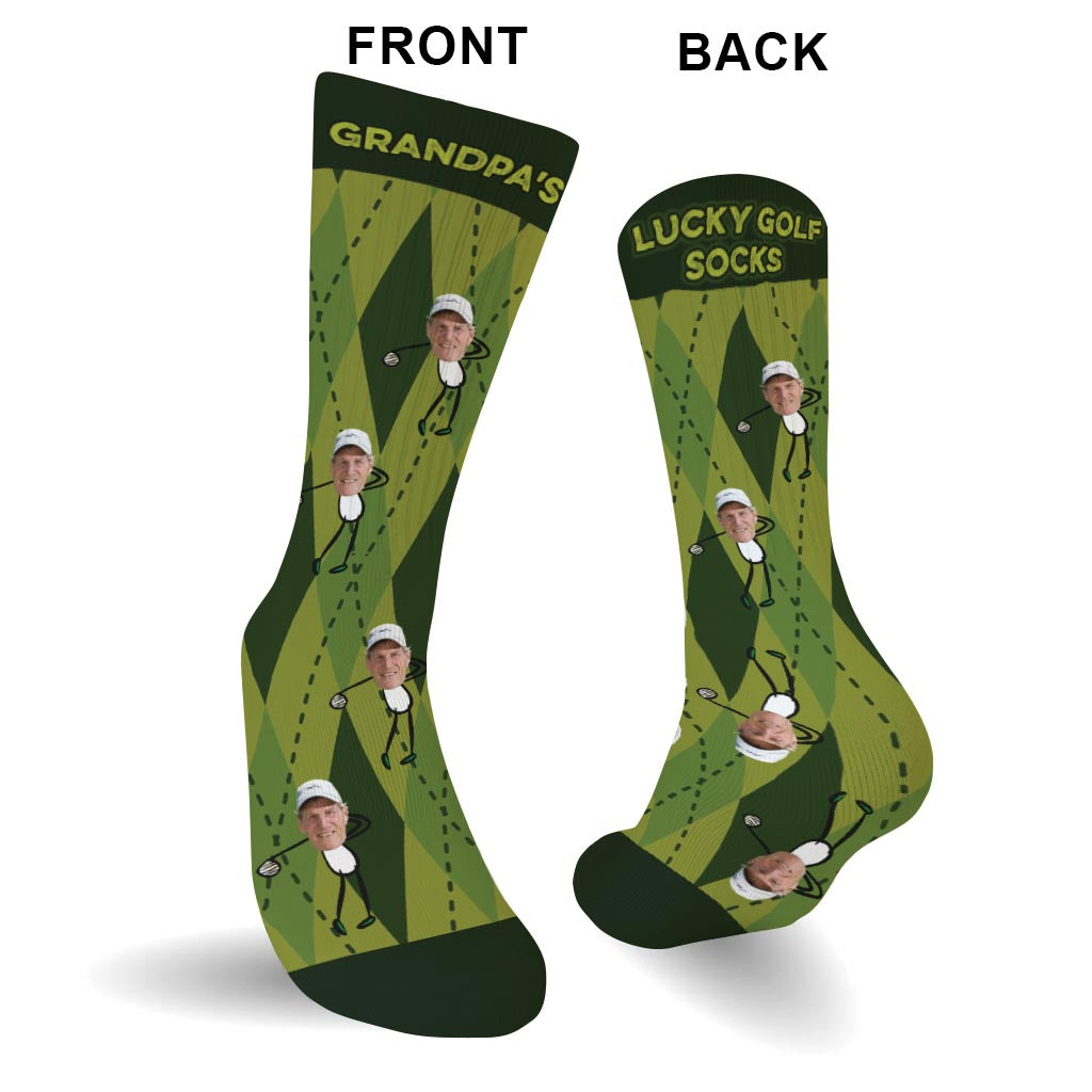 Chaussettes de golf porte-bonheur pour grand-père - Chaussettes personnalisées pour grand-père pour la fête des pères