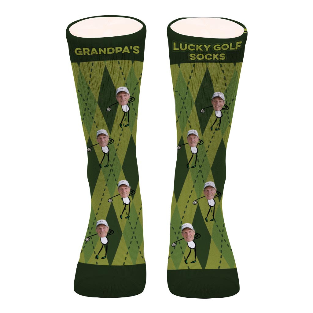 Chaussettes de golf porte-bonheur pour grand-père - Chaussettes personnalisées pour grand-père pour la fête des pères
