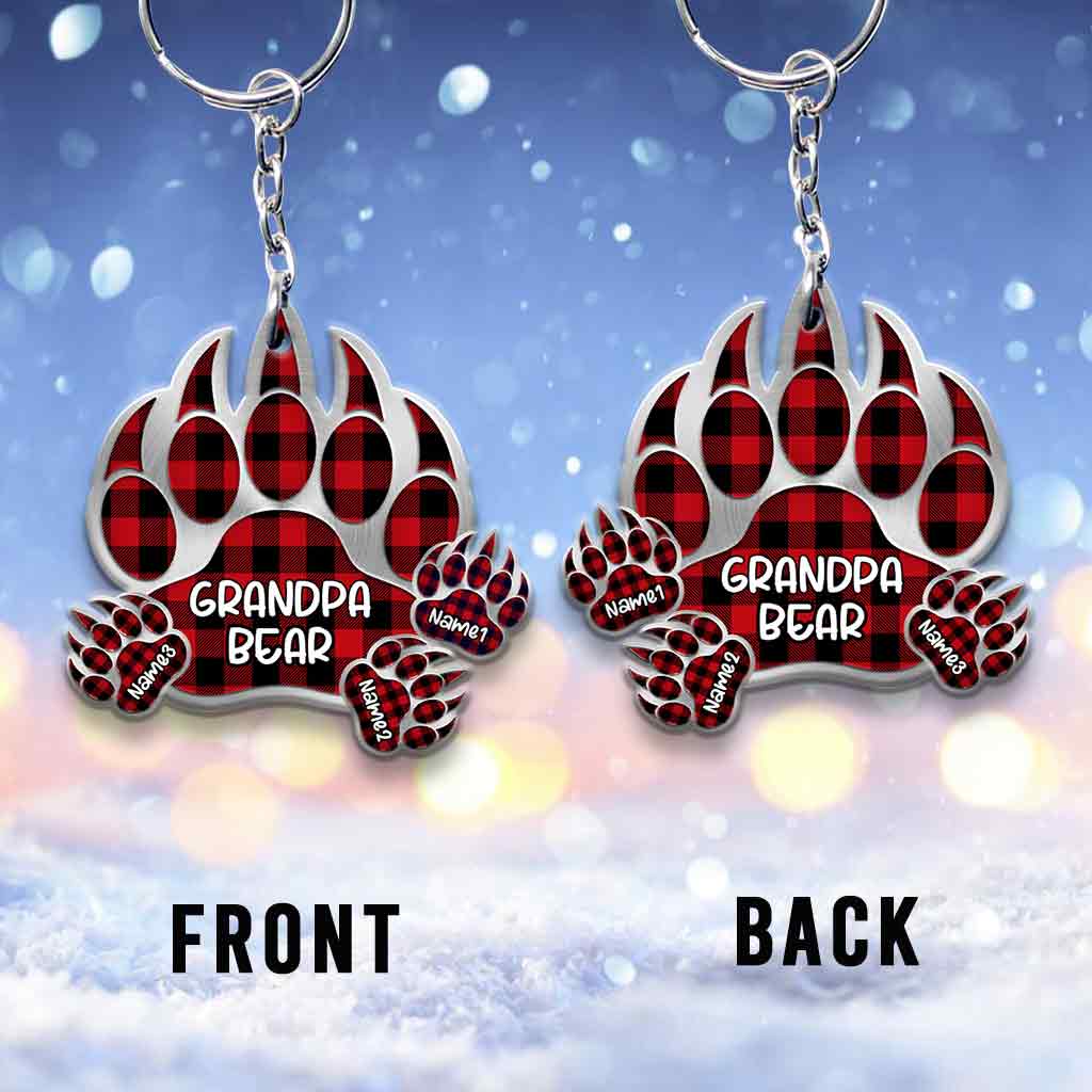 Grandpa Bear - Personalized Grandpa Keychain (Printed On Both Sides)