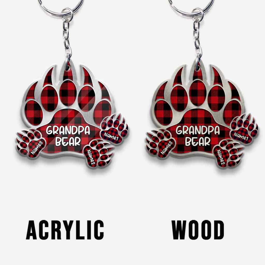 Grandpa Bear - Personalized Grandpa Keychain (Printed On Both Sides)