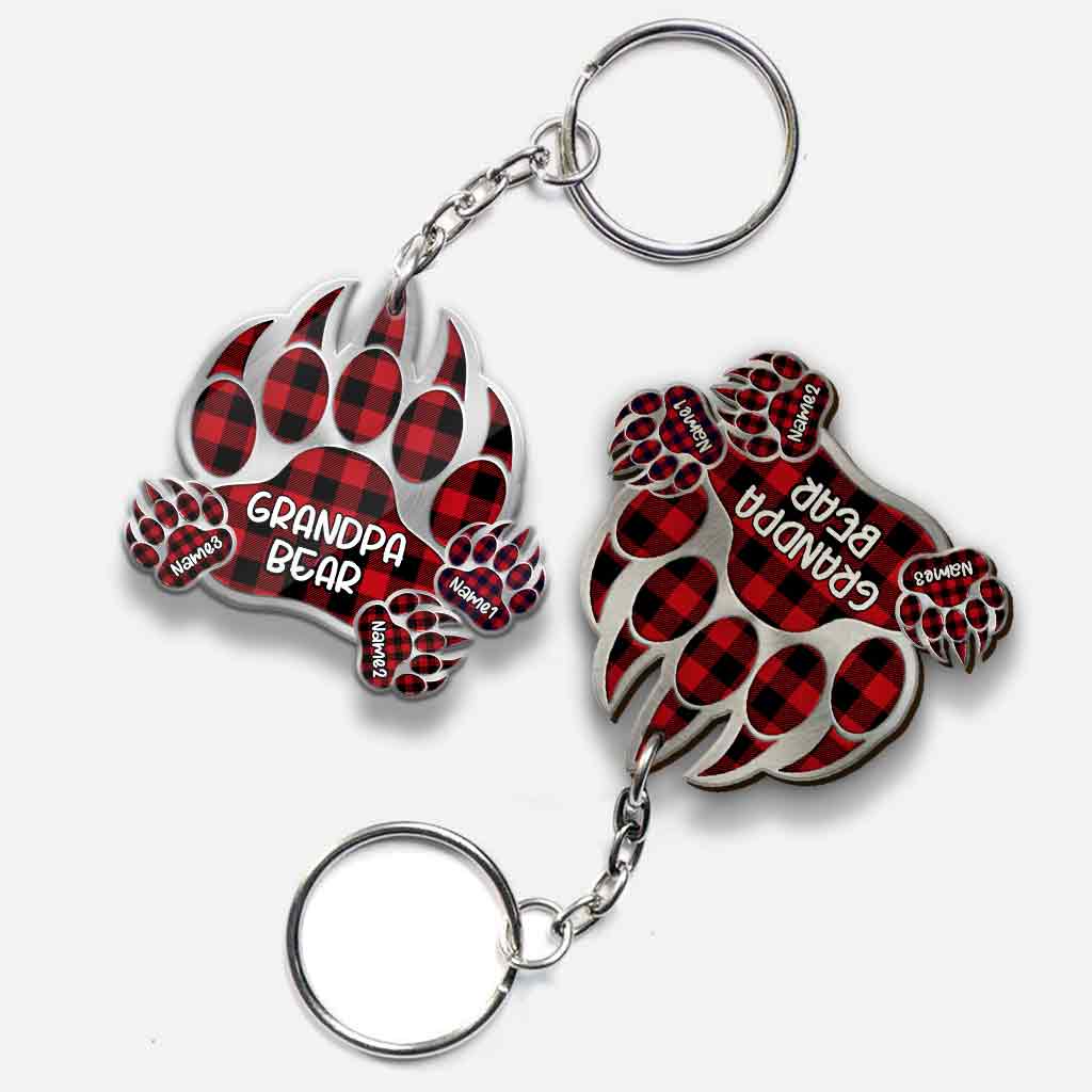 Grandpa Bear - Personalized Grandpa Keychain (Printed On Both Sides)