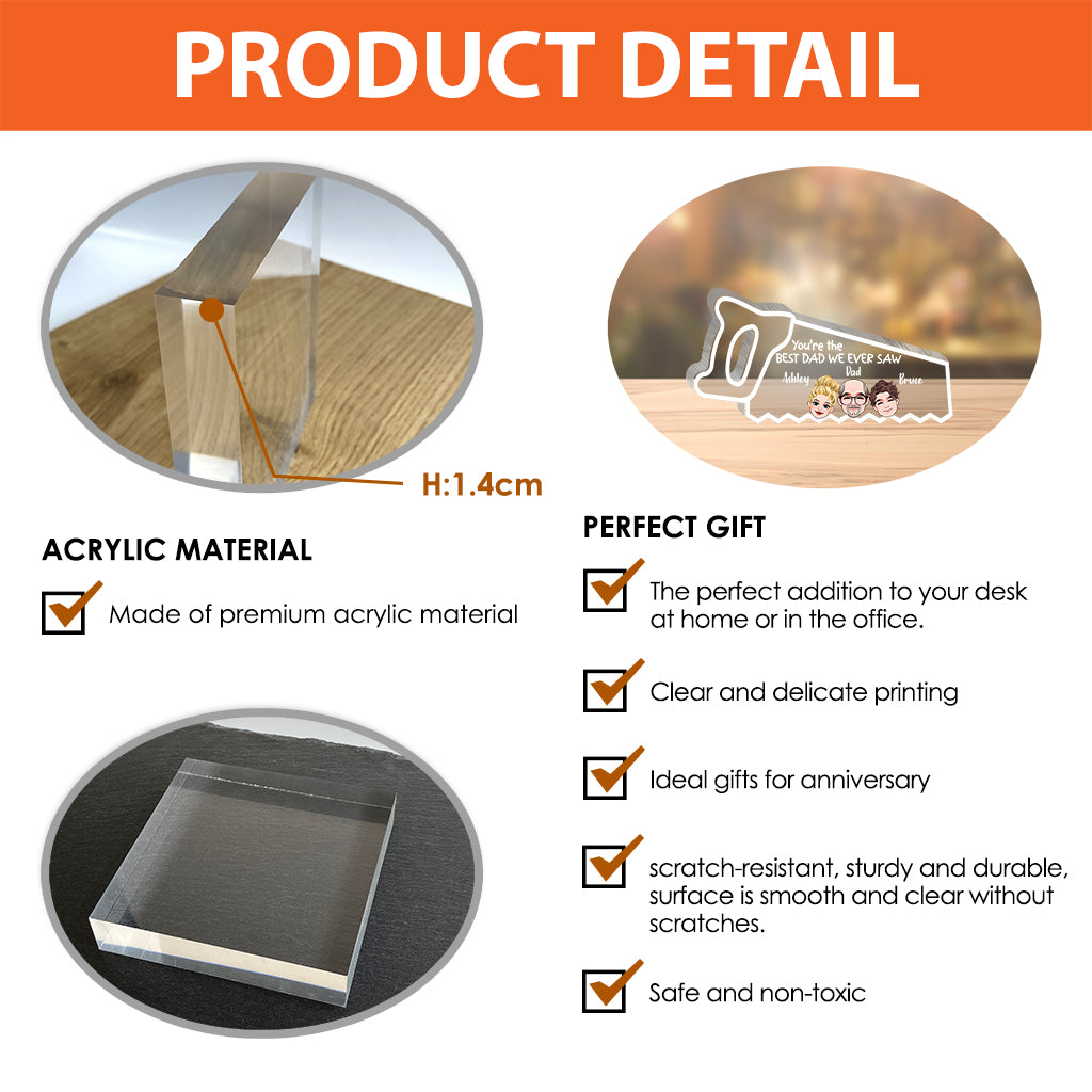 Tu es le meilleur papa - Plaque acrylique personnalisée pour père, forme sur mesure