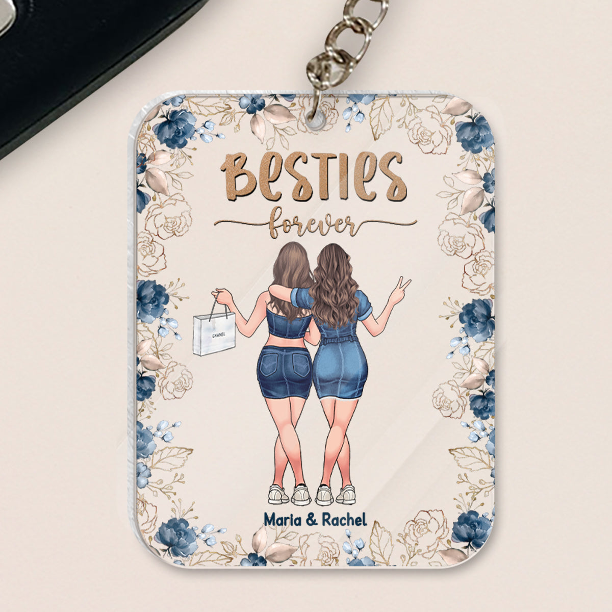 Meilleures amies pour toujours - Porte-clés transparent personnalisé pour meilleures amies