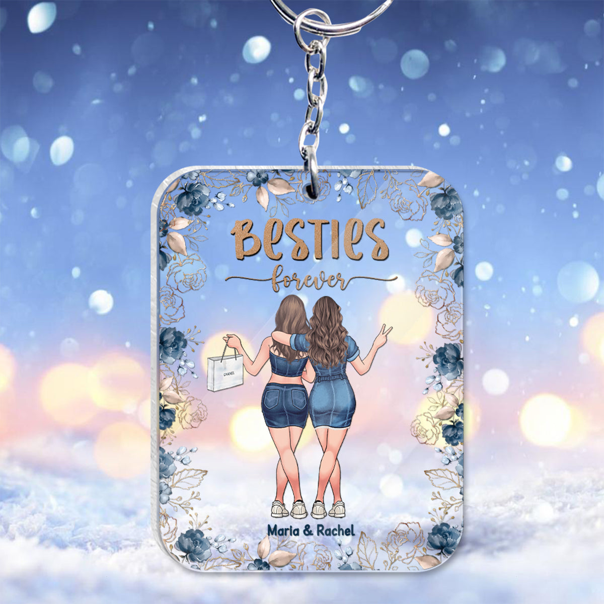Meilleures amies pour toujours - Porte-clés transparent personnalisé pour meilleures amies