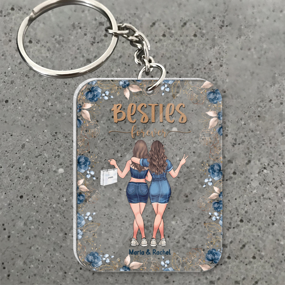 Meilleures amies pour toujours - Porte-clés transparent personnalisé pour meilleures amies