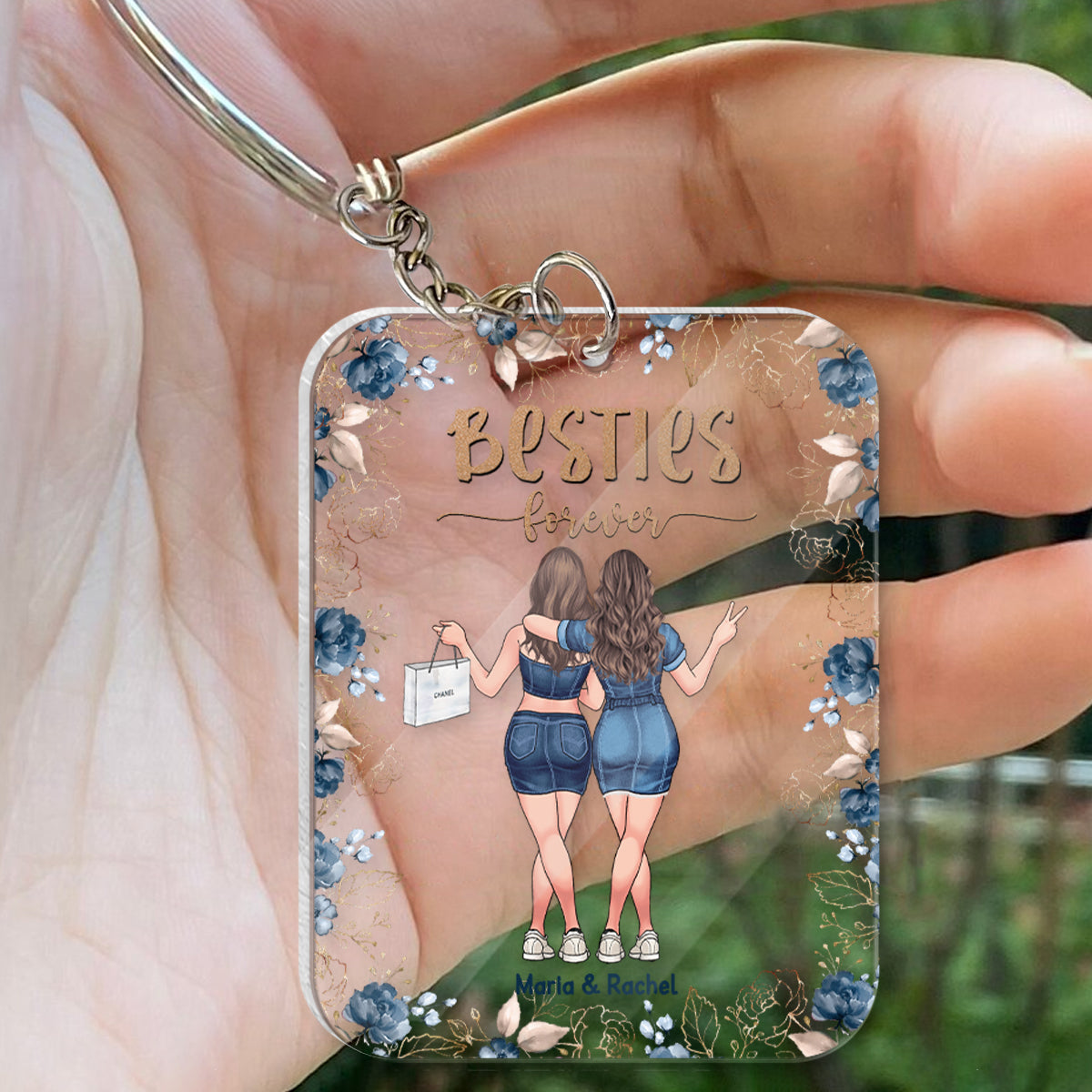 Meilleures amies pour toujours - Porte-clés transparent personnalisé pour meilleures amies