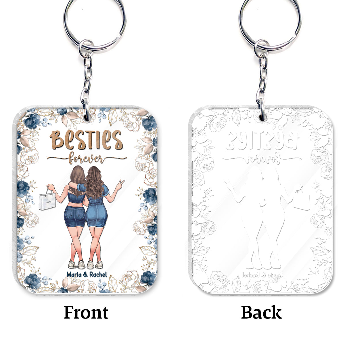 Meilleures amies pour toujours - Porte-clés transparent personnalisé pour meilleures amies