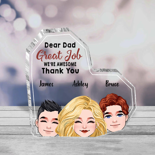 Cher papa, bravo ! - Plaque acrylique personnalisée « Papa » en forme de papa