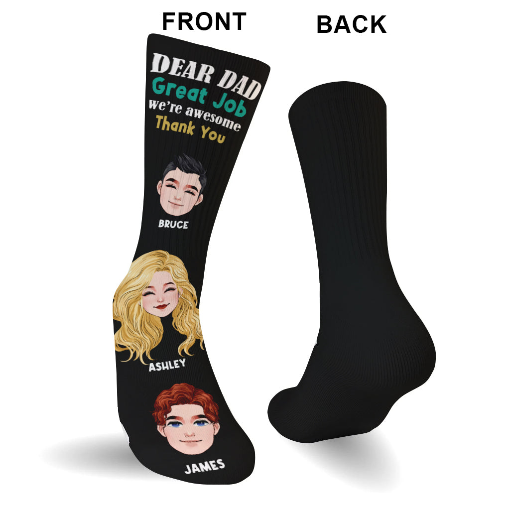 Dear Dad Great Job - Personalized Father Socks