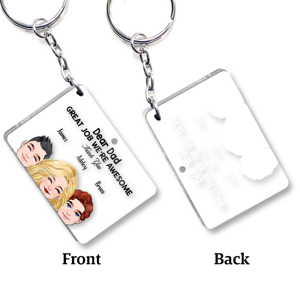 Cher papa, bravo ! - Porte-clés transparent personnalisé « Papa, super boulot ! »