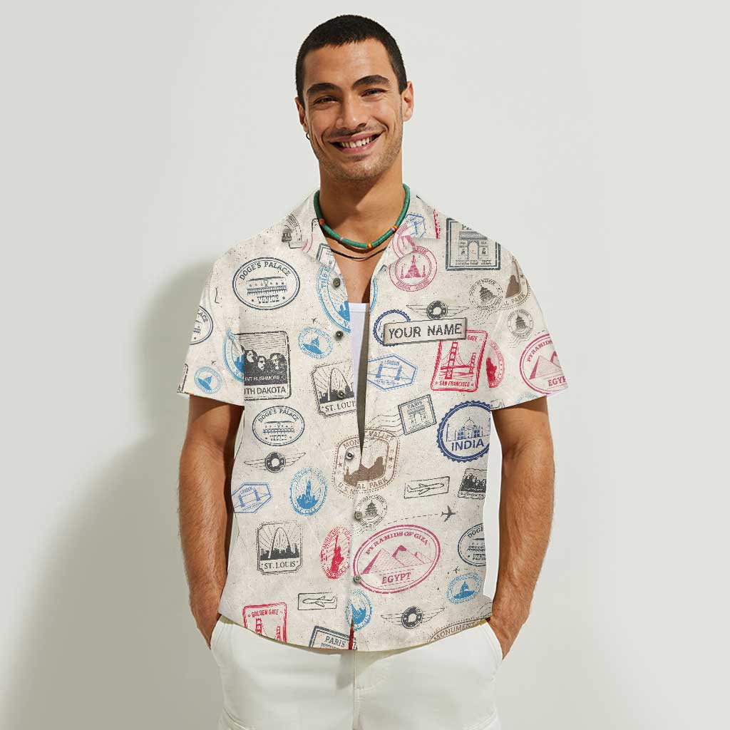 Timbres Landmark - Chemise hawaïenne de voyage personnalisée