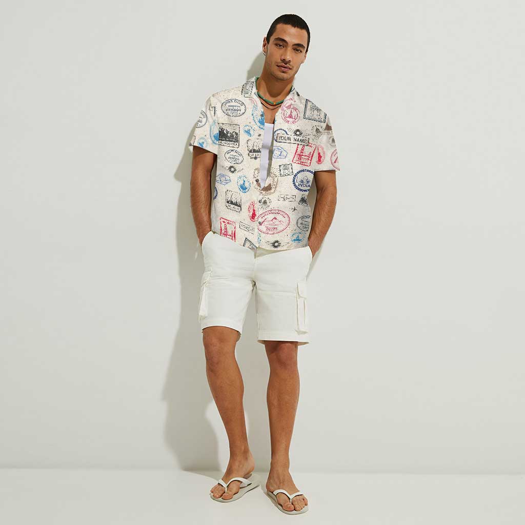 Timbres Landmark - Chemise hawaïenne de voyage personnalisée