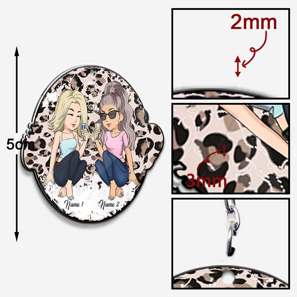 Porte-clés personnalisé Besties Leopard (Impression recto verso)