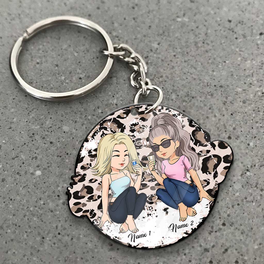 Porte-clés personnalisé Besties Leopard (Impression recto verso)